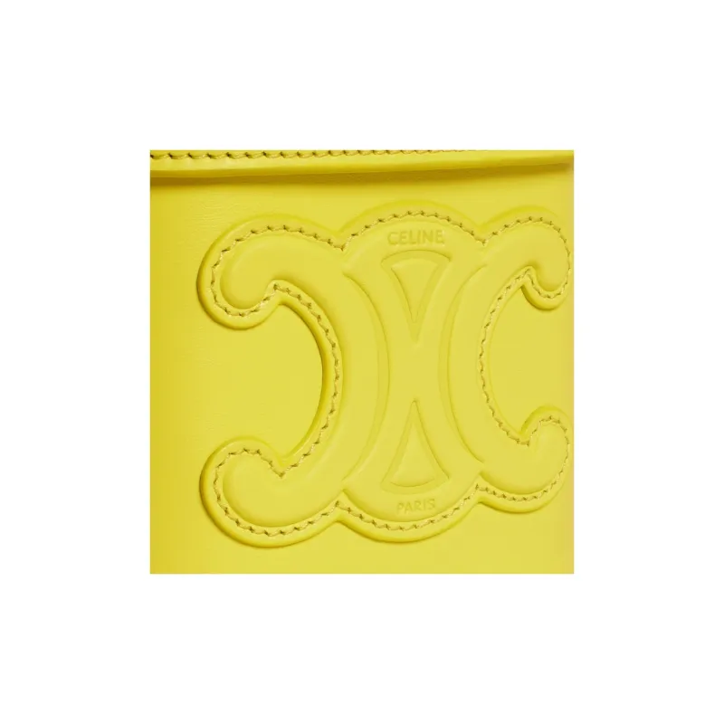 CELINE Triomphe Smooth Cow Leather Box Bag, Handbag, Shoulder Bag, Crossbody Bag Small Size Women's Bright Yellow-4