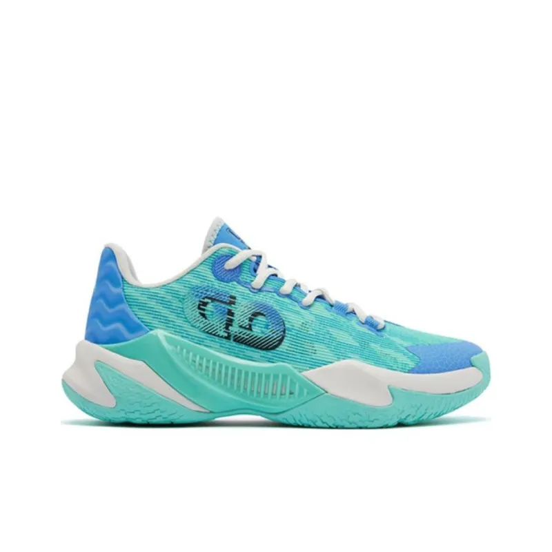 QIAODAN Anti Slip Wear Resistant Low Top Basketball Shoes Men's Frozen Blue-1