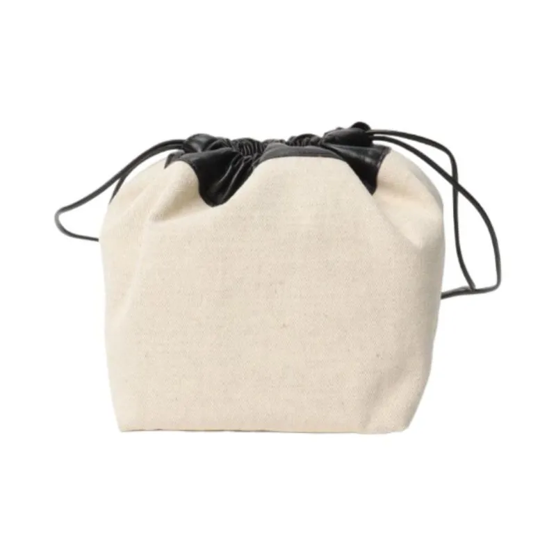 JIL SANDER Canvas With Leather Canvas Bag Bucket Bag Shoulder Bag Crossbody Bag Small Size Men's Beige-2