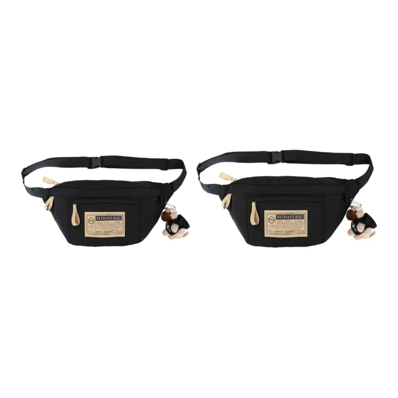 MARKANGARO Canvas Bag Fanny Pack Regular Unisex Black/White-4