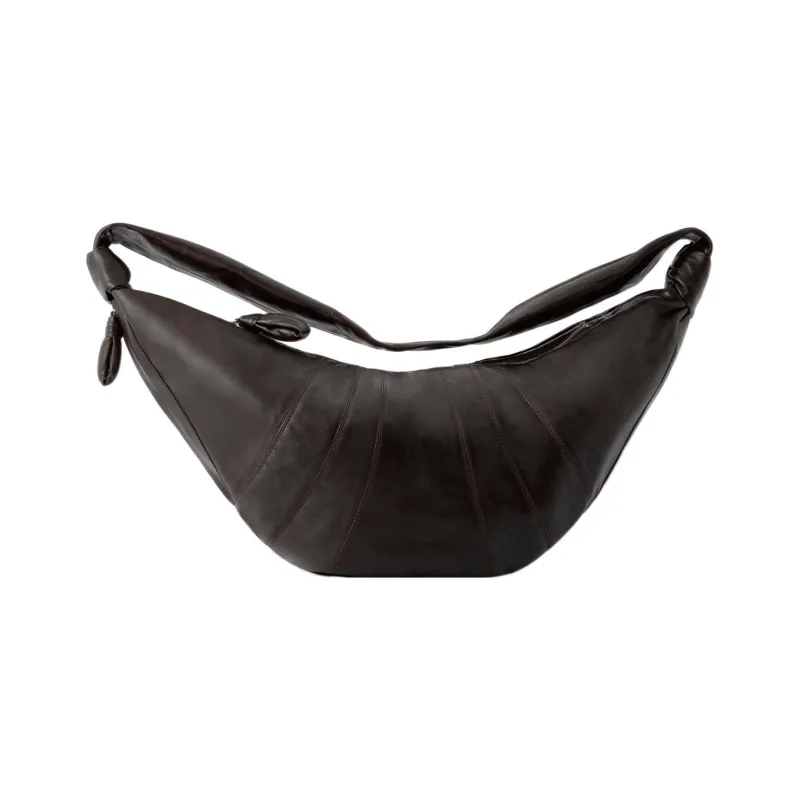 Lemaire Croissant Series Sheepskin Croissant Bag Goat Horn Bag Slogan Bag Handbag Shoulder Bag Large Size Unisex Coffee-0