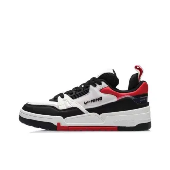 LiNing 001 Legend Begins Anti Slip And Wear Resistant Lightweight Low Top Skateboard Shoes Men's Black White Red