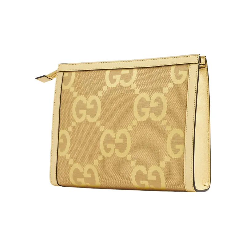 GUCCI Ophidia Canvas With Leather Clutch Women's Beige/Yellow-2