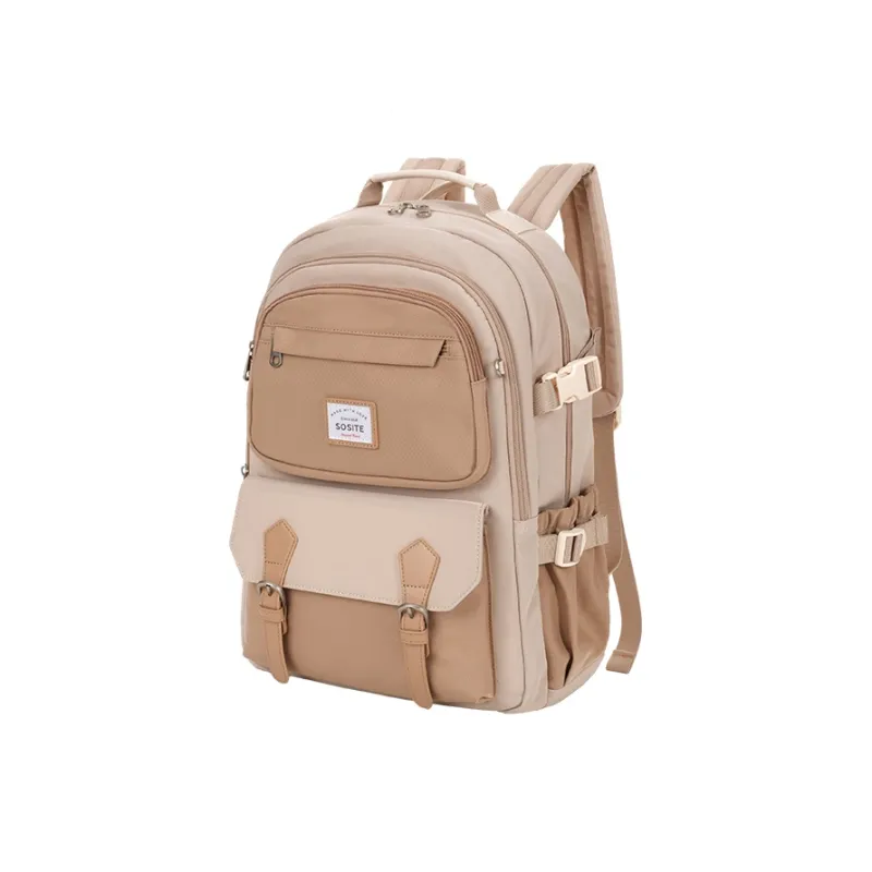 SOSITE Nylon Fabric Computer Backpack Medium Size Unisex Blue & Gray/Khaki/Black & Gray-1