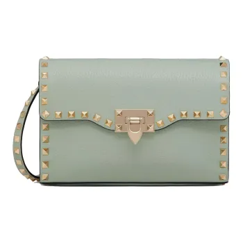 Valentino Rockstud Grained Calfskin Crossbody Bag Shoulder Bag Women's Aqua Green