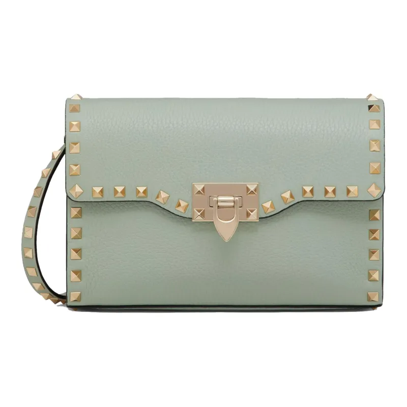 Valentino Rockstud Grained Calfskin Crossbody Bag Shoulder Bag Women's Aqua Green-0