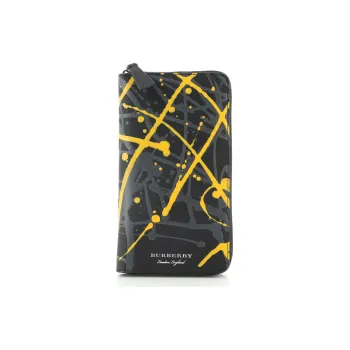 Burberry Leather Wallet Men's Black & Yellow