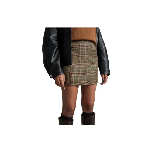 Other Stories Casual Short Skirts Women's Beige Brown Plaid