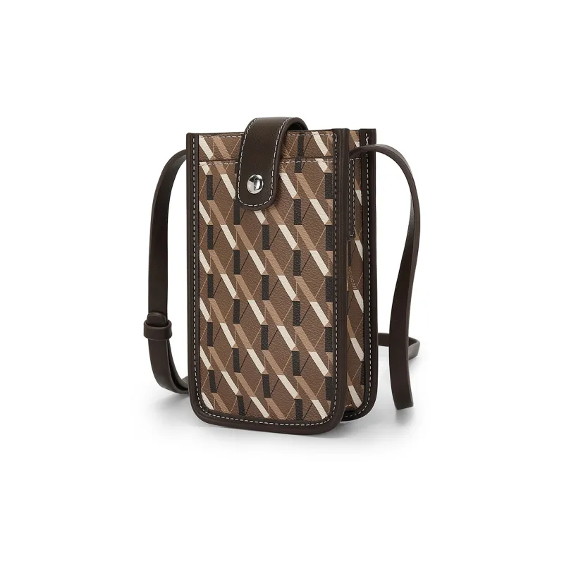 MEXICAN Polyvinyl Chloride Cell Phone Pouch, Crossbody Bag Regular Women's Brown/Green/Ecru-0