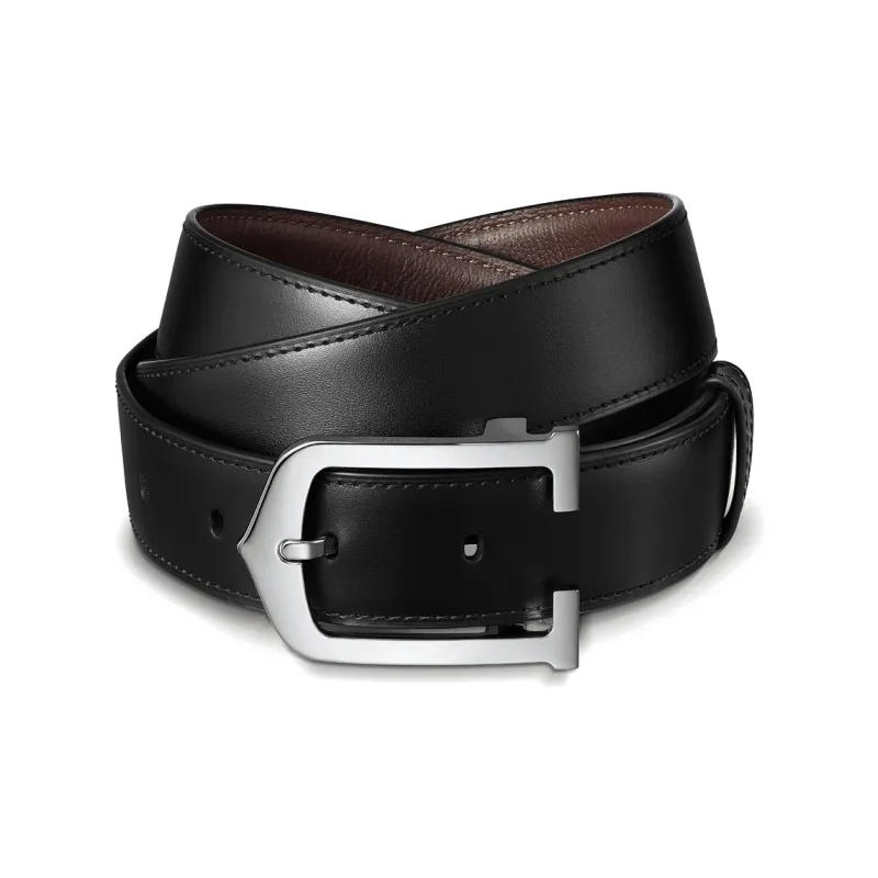 CARTIER Embossed Logo Mark Pin Buckle Unisex Black/Brown Width: 3cm-0