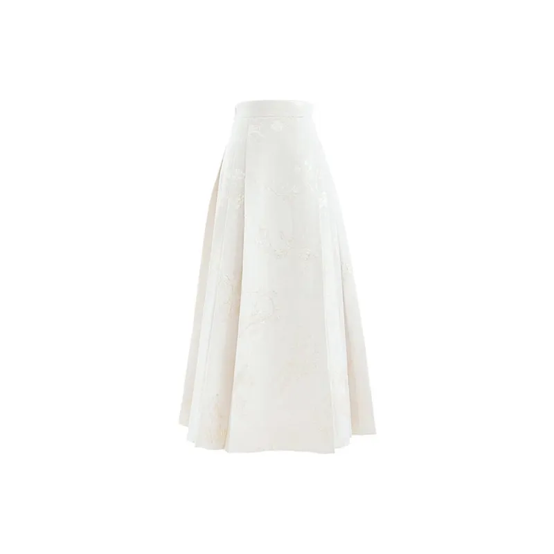 Blovelan Casual Long Skirts Women's Beige Gold-1