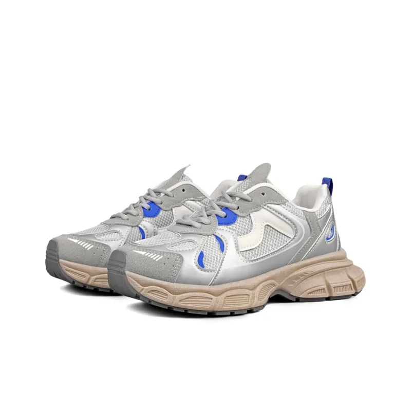 WENPU Anti Slip And Wear Resistant Height Increasing Low Top Chunky Sneakers Unisex White Ice Blue-1