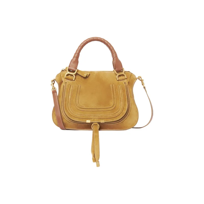 Chloe Marcie Suede Calfskin Shoulder Bag Crossbody Bag Handbag Women's Hunting Gold-0