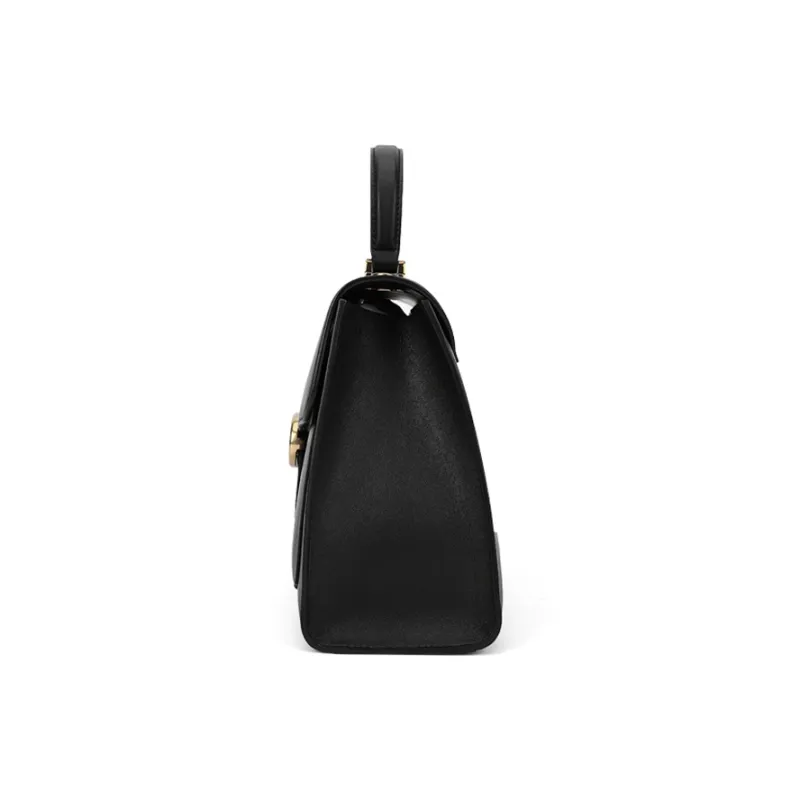 COOGI Cow Leather Handbag, Shoulder Bag Women's Black/Ecru-3