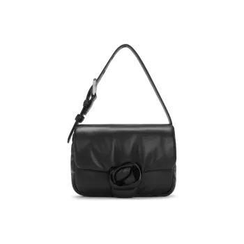 CHARLES&KEITH PU Shoulder Bag, Small Square Bag, Pillow Bag, Shoulder Bag Women's Dark Brown/Noir Black/Ivory