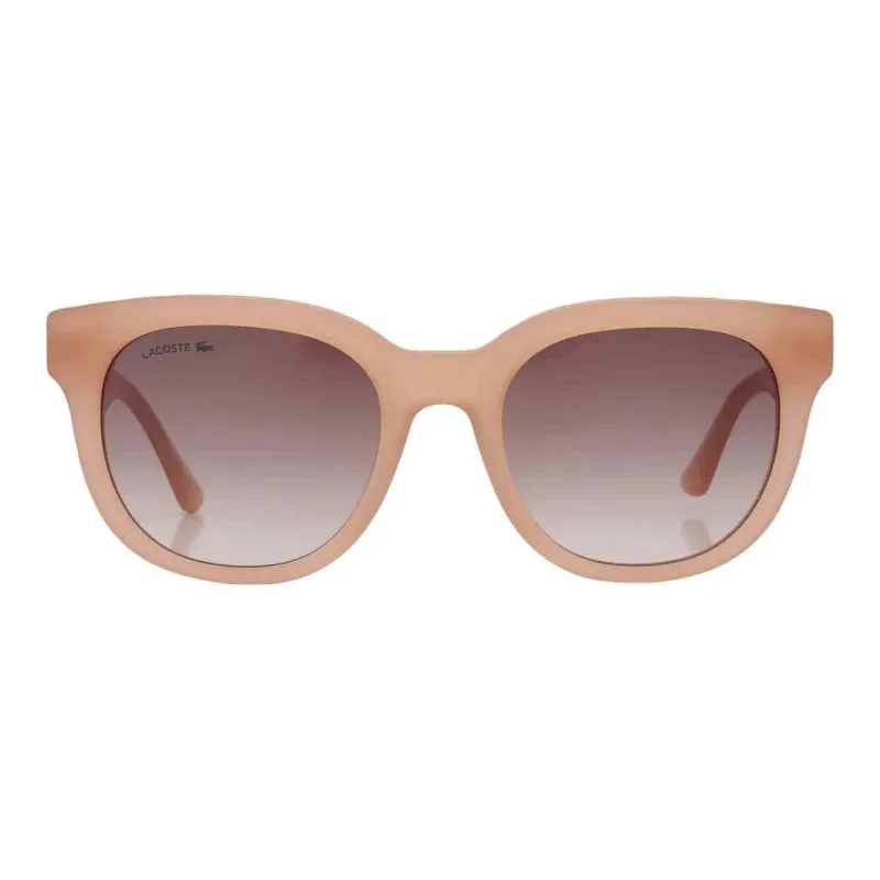 LACOSTE Plate Frame Square Sunglasses Women's Brown Pink-2