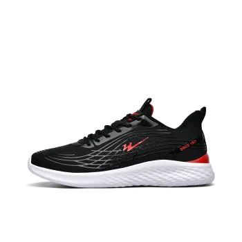 Binary Abrasion Resistant Slip Resistant Low Top Running Shoes Men's Black Red