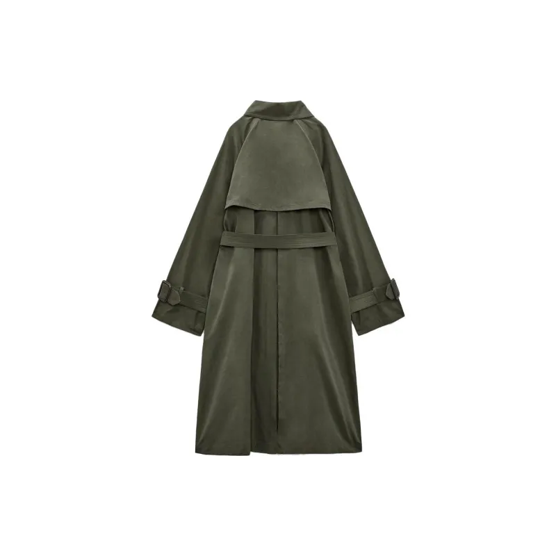 ZARA Trench Coats Women's Khaki-1
