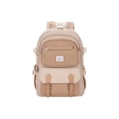 SOSITE Nylon Fabric Computer Backpack Medium Size Unisex Blue & Gray/Khaki/Black & Gray