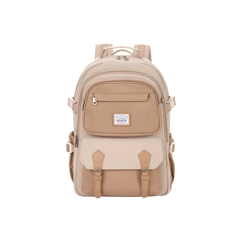 SOSITE Nylon Fabric Computer Backpack Medium Size Unisex Blue & Gray/Khaki/Black & Gray-0