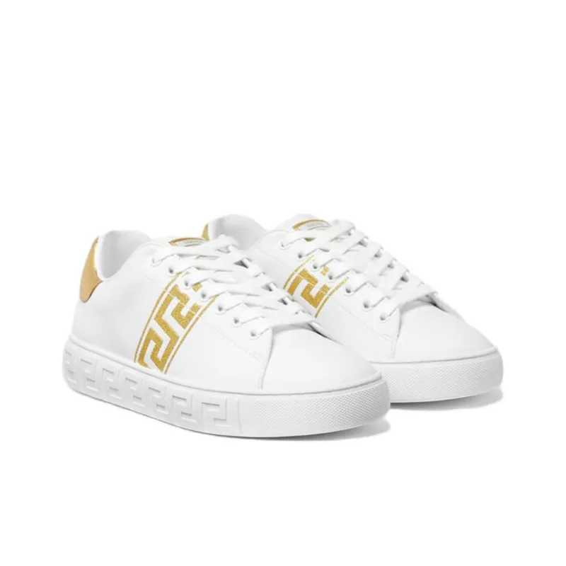 VERSACE Embroidered Greca Sneaker 'White Gold'-2