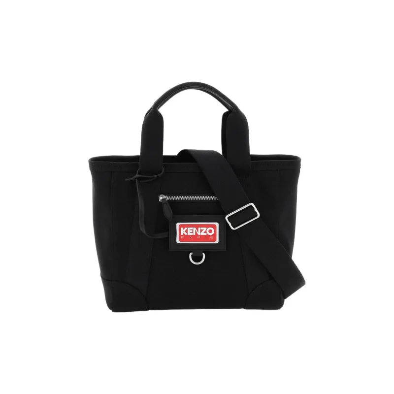 KENZO 100% Cotton Tote Bag Shopping Bag Shoulder Bag Crossbody Bag Handbag Mini Women's Black-0