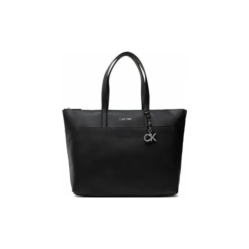 CK/Calvin Klein Polyurethane Tote Bag Shopping Bag Handbag Shoulder Bag Women's Black-0