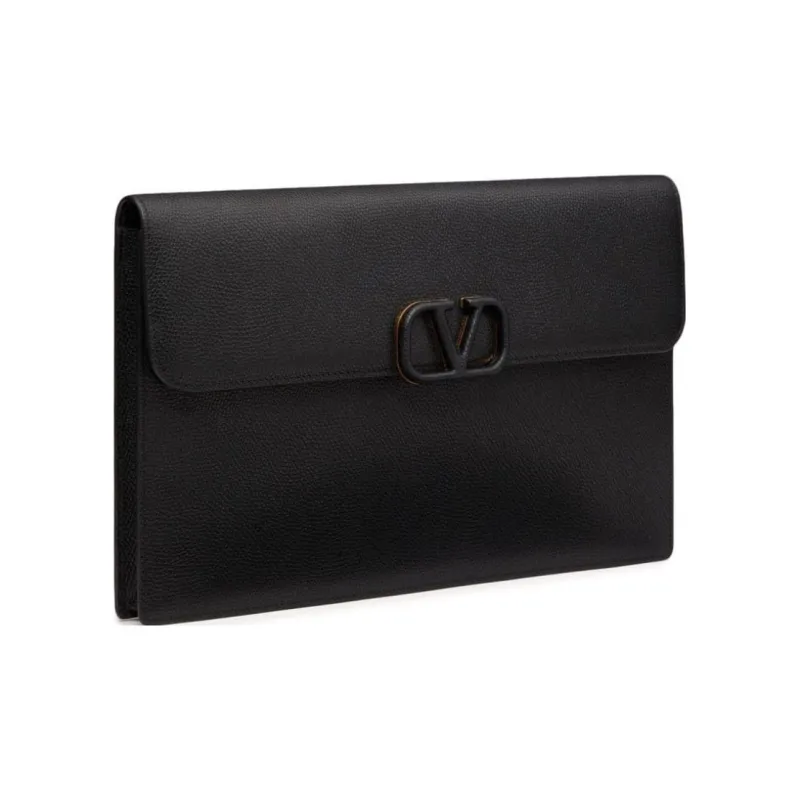 Valentino VSLING Calfskin Clutch Tubas Women's Black-1