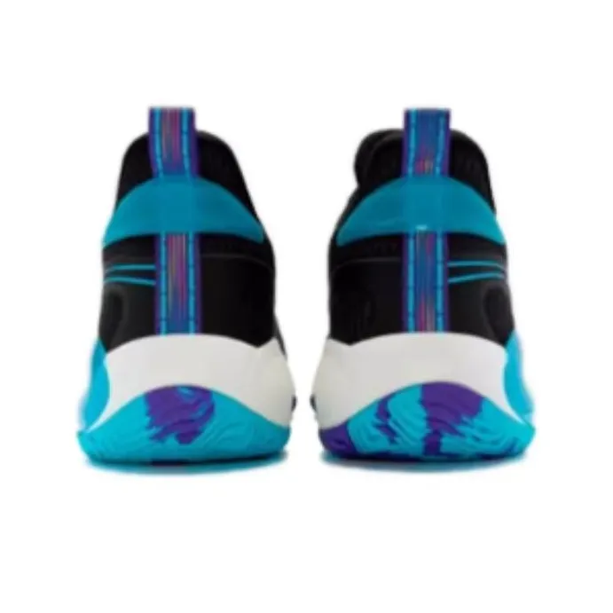 XTEP Cushioning Anti Slip And Wear Resistant Low Top Basketball Shoes Men's Black Blue-3