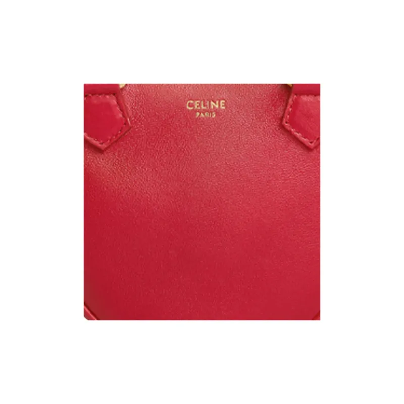 CELINE Smooth Cow Leather Clutch Shoulder Bag Crossbody Bag Handbag Medium Size Women's Red-4