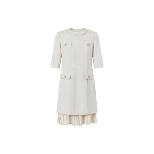JZ Juzui Short-Sleeved Dresses Women's Beige Coffee