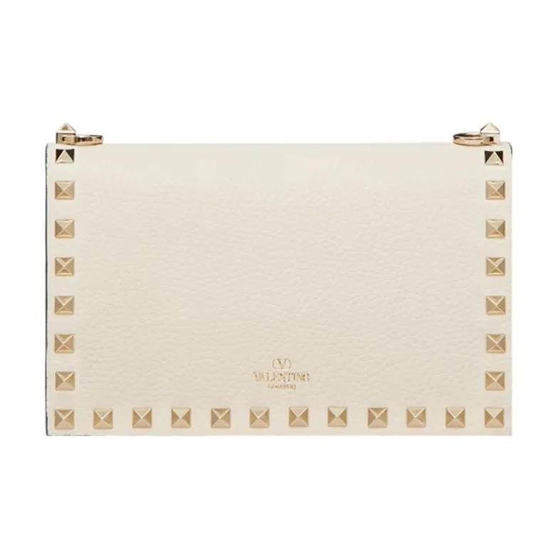 Valentino Rockstud Calfskin Small Square Bag Crossbody Bag Shoulder Bag Women's Light Ivory White-1