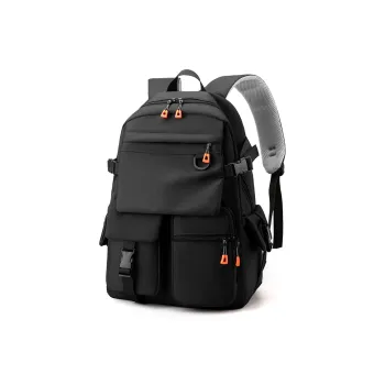 Deli Bear Nylon Backpack Large Size Men's Black/Gray