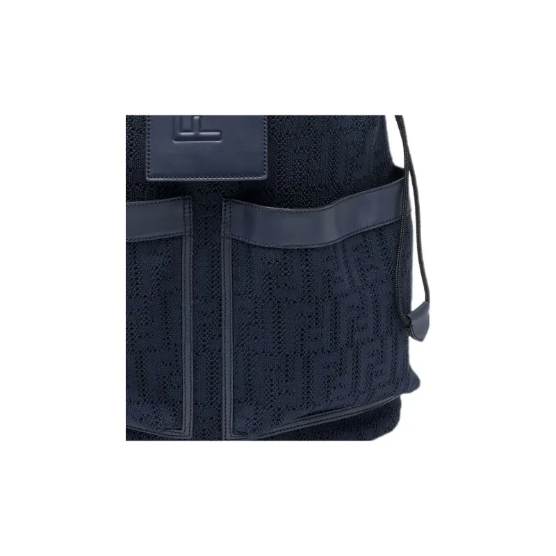 FENDI Cow Leather Backpack Medium Size Men's Dark Blue-4