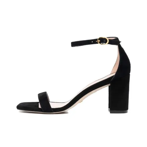 stuart weitzman Square-toe Heeled Suede Sandals