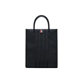 THOM BROWNE· Pebbled Cow Leather Tote Bag Shopping Bag Handbag Men's Black