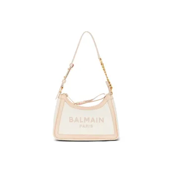 BALMAIN B ARMY Canvas With Smooth Leather Canvas Bag, Handbag, Shoulder Bag Women's Beige