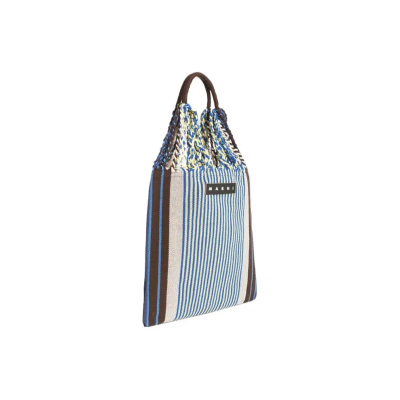 MARNI Fabric Hammock Bag Handbag Small Size Women's Blue & Gray-1