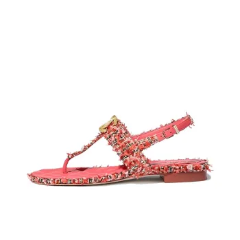 CHANEL Strap Sandals Women's Coral Red