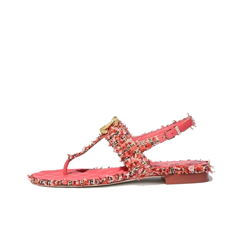 CHANEL Strap Sandals Women's Coral Red-0