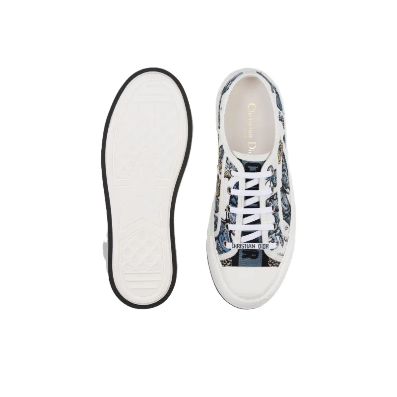 DIOR Walk'n'Dior Platform Shoes Low-Top Skateboard Shoes Women's Blue White-4