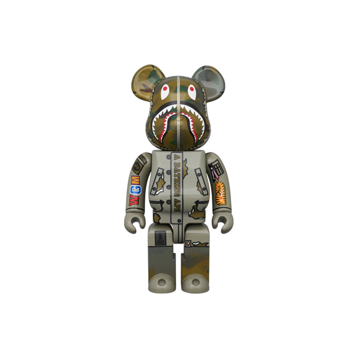 Bape x Alpha Industries 400% 2 100% Bearbrick Camo Shark Be