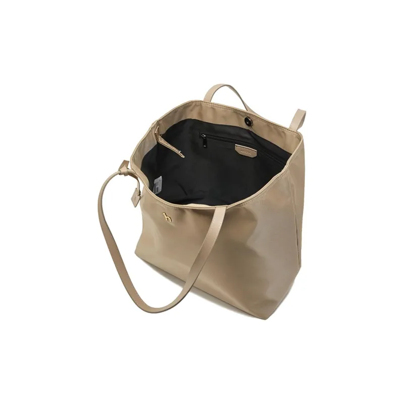 HAZZYS Fabric Tote Commute Tote Bag Single Shoulder Crossbody Handbag Large Size Women's Black/Brown/Navy Blue/Beige-3