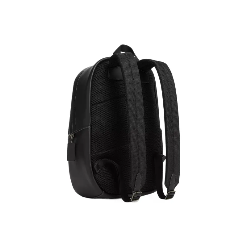 COACH Edge Coated Canvas With Calfskin Backpack Regular Men's Black & Bronze-1