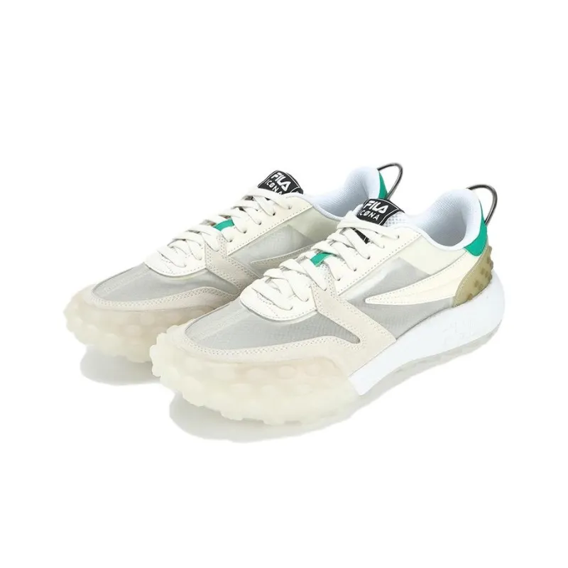 FILA Gara Anti Slip Wear Resistant Low Top Running Shoes Men's White Green-1