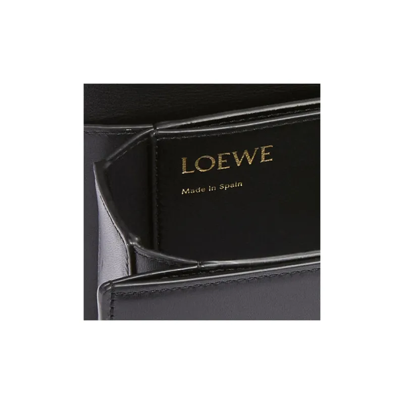 LOEWE Goya Jacquard Fabric With Calfskin Shoulder Bag Handbag Crossbody Bag Small Size Women's Marine Blue & Black-6