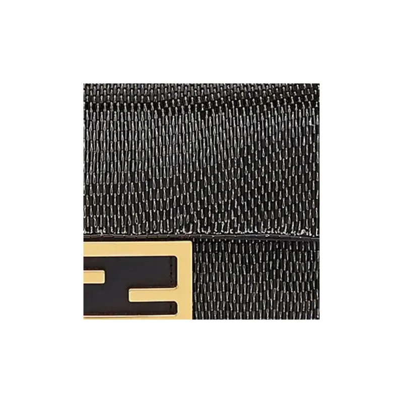 FENDI Baguette Leather Baguette Bag Portable Crossbody Bag Shoulder Bag Mini Women's Black-4