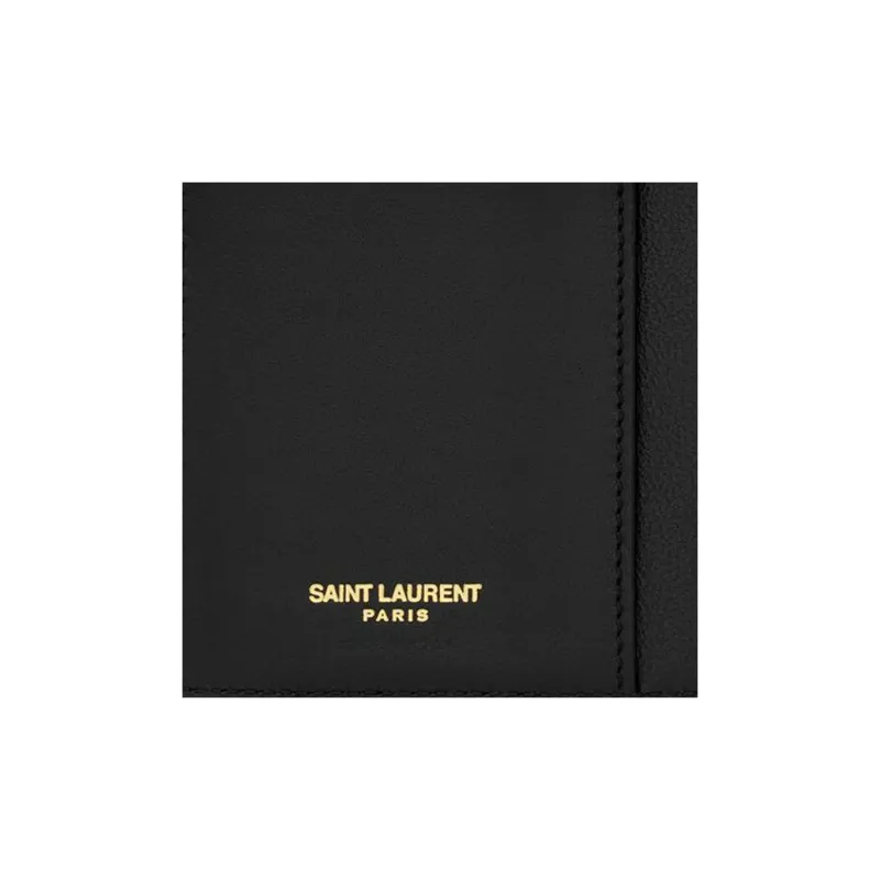 SAINT LAURENT Matte Finish Leather Wallet Men's Black-4