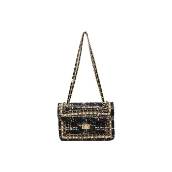 JANE KLAIN Fabric With PU Small Square Bag Chain Shoulder Bag Crossbody Bag Regular Women's Black