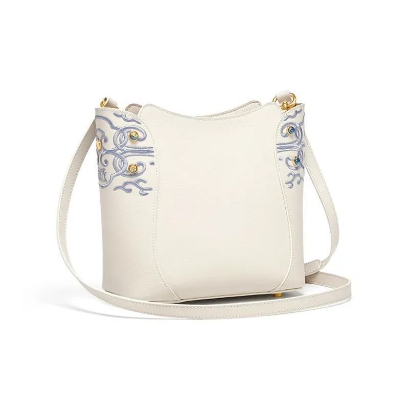 Gong Xuan Synthetic Leather Shoulder Bag, Crossbody Bag Tubas Women's Blue And White Porcelain White-4